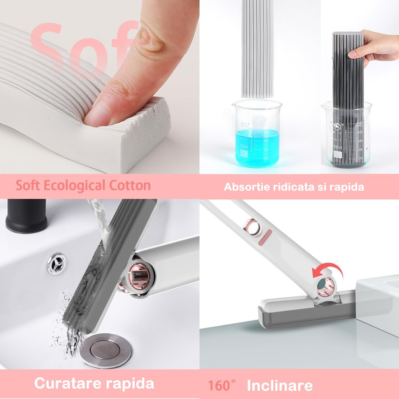 🎁𝐎𝐅𝐄𝐑𝐓𝐀 𝟏+𝟏 𝐁𝐔𝐑𝐄𝐓𝐄 𝐆𝐑𝐀𝐓𝐈𝐒🎁Mini Mop Portabil cu Sistem Autostoarcere